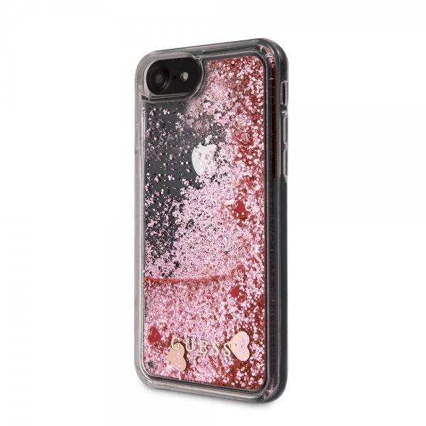 Guess iPhone 7/8/SE Kuori Glitter Floating Hearts Pink
