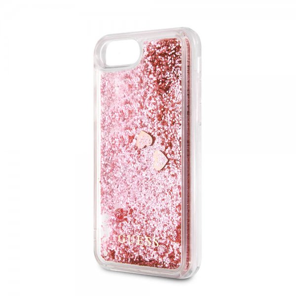 Guess iPhone 7/8/SE Kuori Glitter Floating Hearts Pink