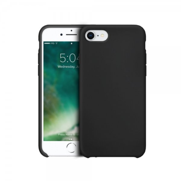 Xqisit iPhone 7/8/SE kuori Silikonikuori Musta