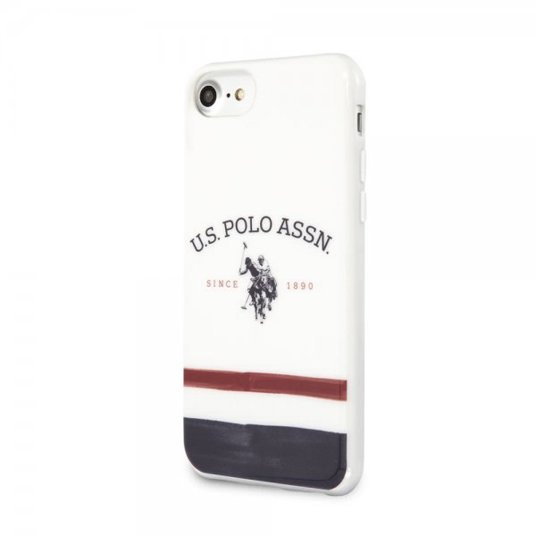 U.S. Polo iPhone 7/8/SE Kuori Tricolore Valkoinen