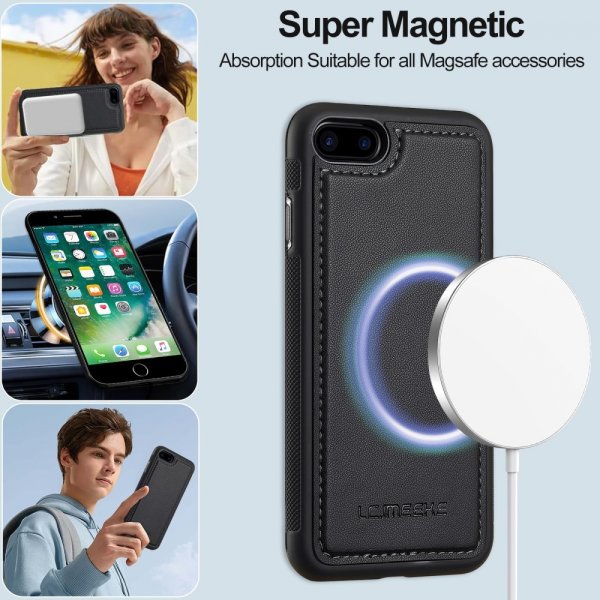 Lc.Imeeke iPhone 7/8/SE suojakuori irrotettavalla kuorella L2 Series MagSafe Musta