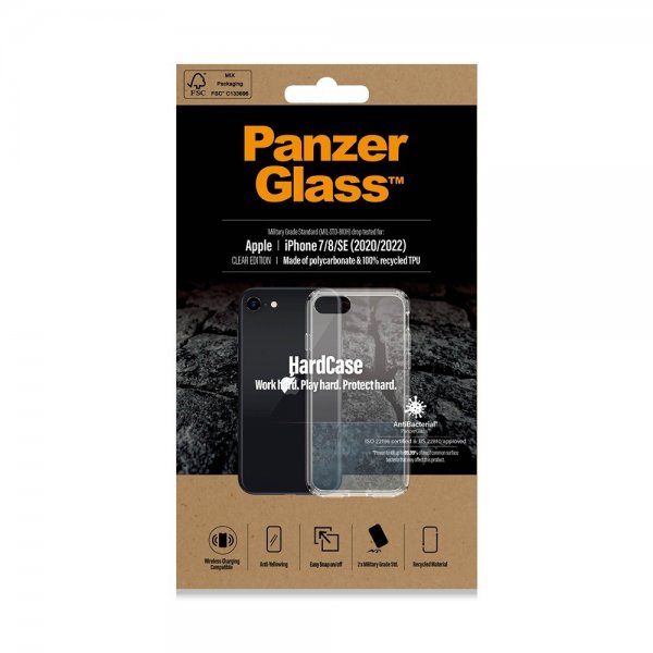 PanzerGlass iPhone 7/8/SE kuori, kova kotelo, läpinäkyvä
