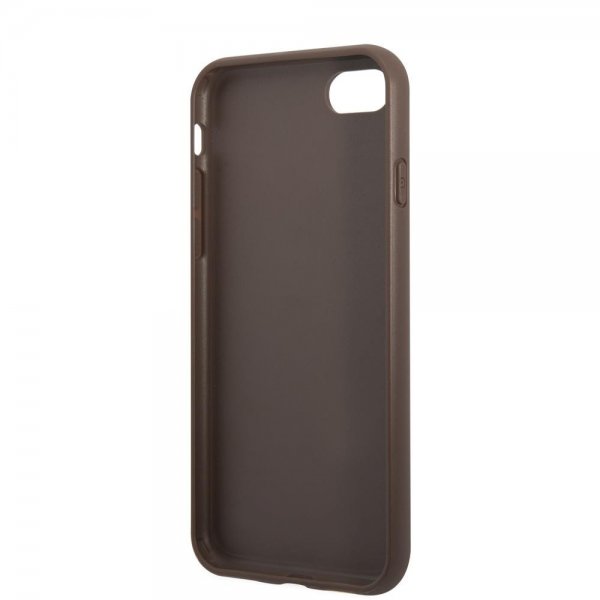 Guess iPhone 7/8/SE Kuori Double Cardslot Metal Triangle Ruskea