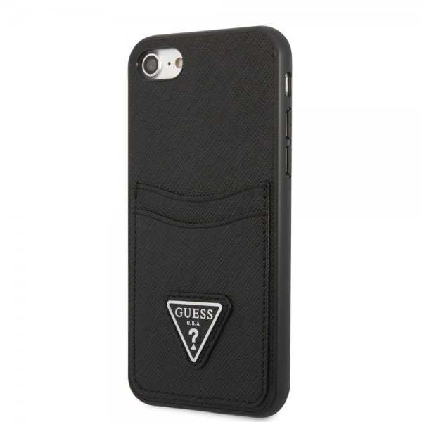 Guess iPhone 7/8/SE Kuori Saffiano Double Cardslot Musta