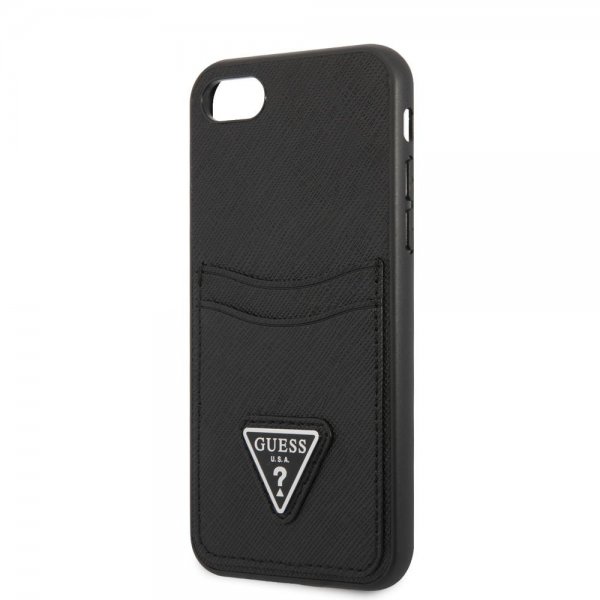 Guess iPhone 7/8/SE Kuori Saffiano Double Cardslot Musta