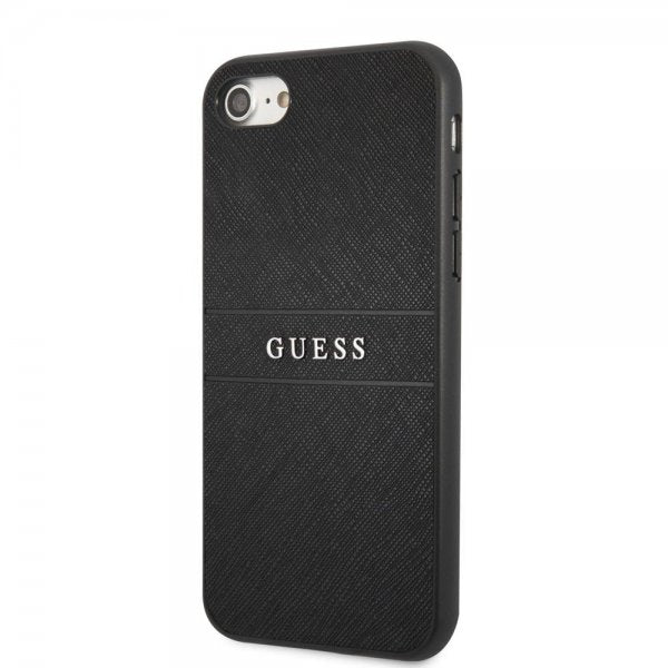 Guess iPhone 7/8/SE Kuori Saffiano Metal Logo Musta