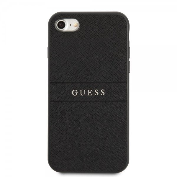 Guess iPhone 7/8/SE Kuori Saffiano Metal Logo Musta