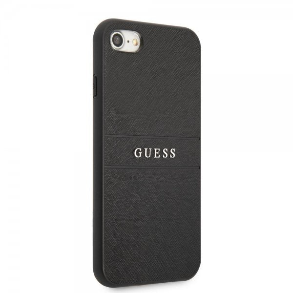 Guess iPhone 7/8/SE Kuori Saffiano Metal Logo Musta