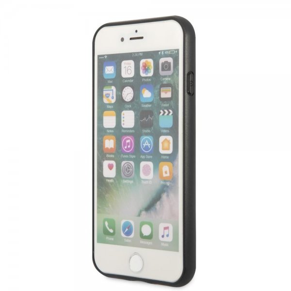 Guess iPhone 7/8/SE Kuori Saffiano Metal Logo Musta