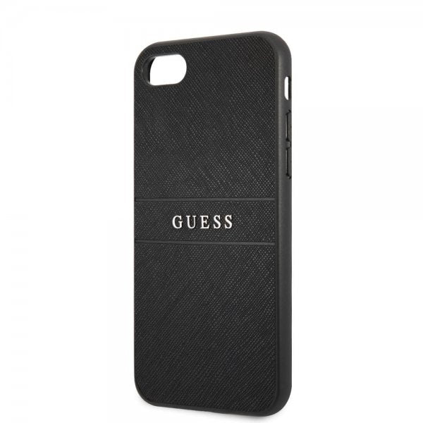 Guess iPhone 7/8/SE Kuori Saffiano Metal Logo Musta