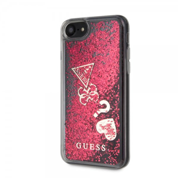 Guess iPhone 7/8/SE Kuori Glitter Hearts Punainen