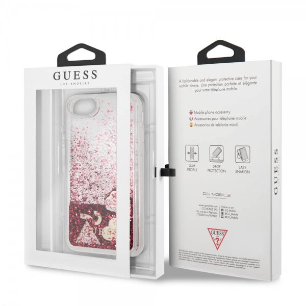 Guess iPhone 7/8/SE Kuori Glitter Hearts Punainen