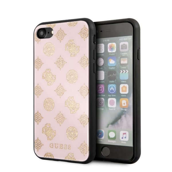 Guess iPhone 7/8/SE Kuori Glitter Peony Roosa