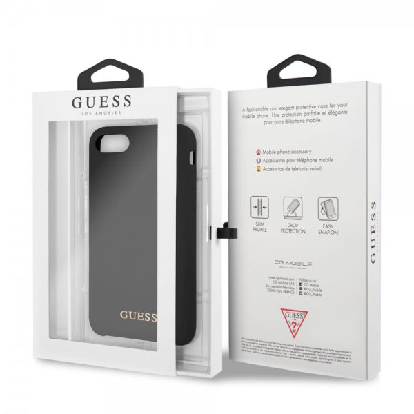 Guess iPhone 7/8/SE Kuori Silicone Logo Musta