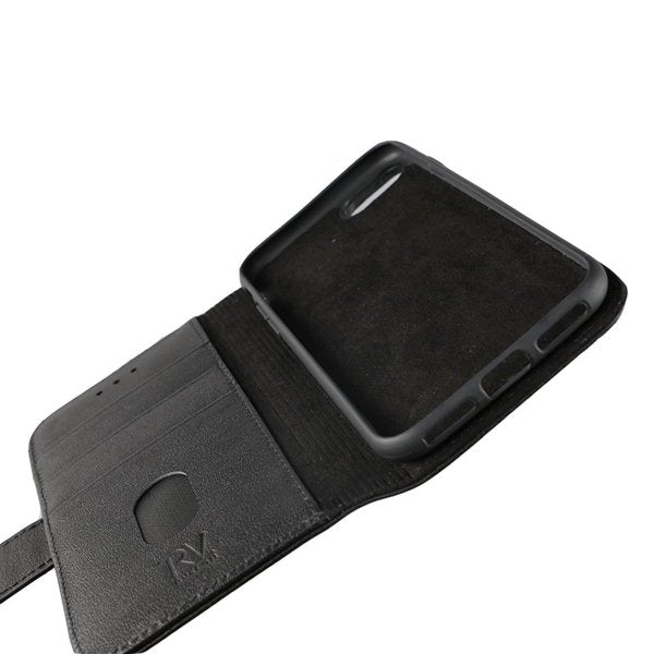 Rvelon iPhone 7/8/SE Suojakotelo, aitoa nahkaa, musta
