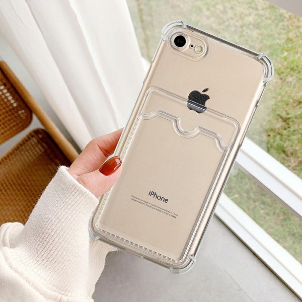 iPhone 7/8/SE Kuori Korttipidike Iskunkestävä Läpinäkyvä