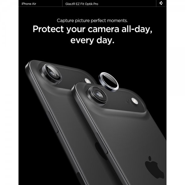 Spigen iPhone Air Kameran Linssuojus GLAS.tR EZ Fit Optik Pro 2 kpl Harmaa