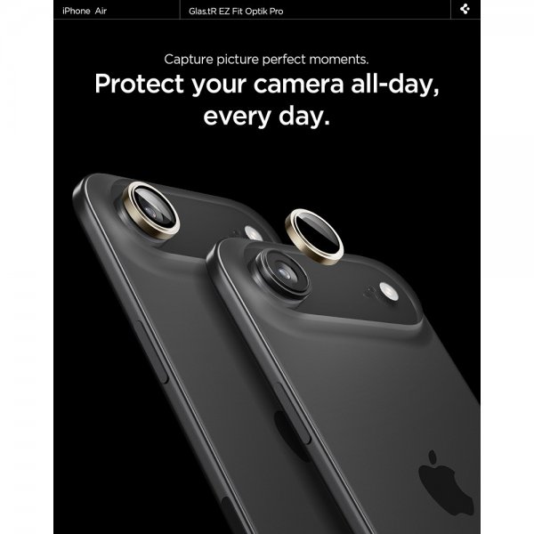 Spigen iPhone Air Kameran linssinsuojus GLAS.tR EZ Fit Optik Pro 2-pakkaus Kulta