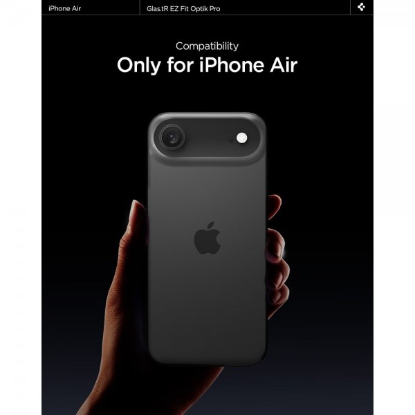 Spigen iPhone Air -kamerasuojalasi GLAS.tR EZ Fit Optik Pro, 2 kpl, musta