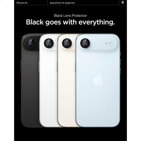 Spigen iPhone Air -kamerasuojalasi GLAS.tR EZ Fit Optik Pro, 2 kpl, musta