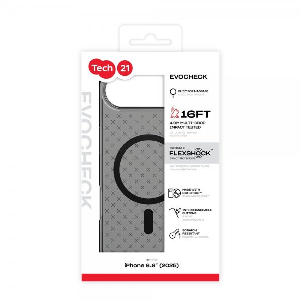 Tech21 iPhone Air -suojakuori EvoCheck MagSafe Smokey Black