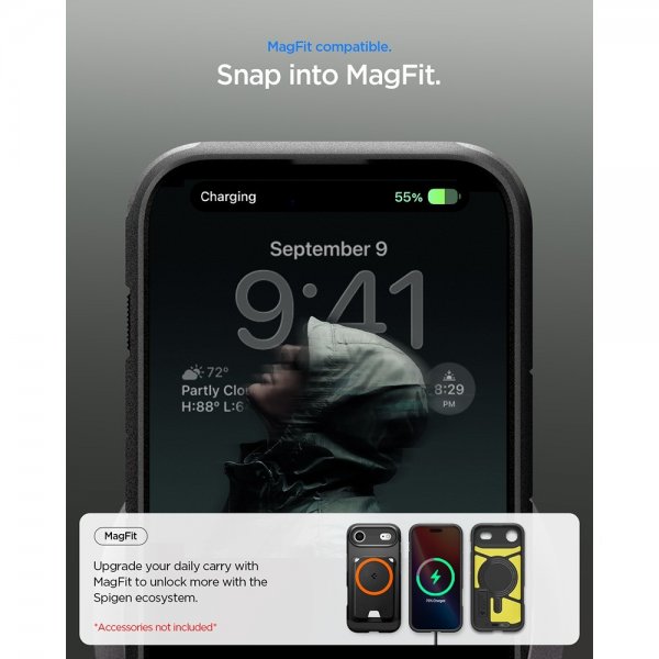 Spigen iPhone Air -kuori, Tough Armor, T MagFit, musta