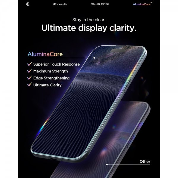 Spigen iPhone Air -näytönsuoja GLAS.tR EZ Fit 2-pakkaus