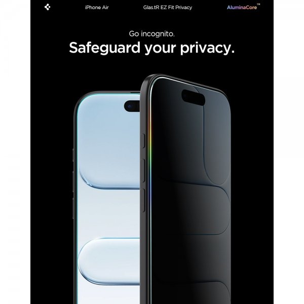 Spigen iPhone Air -näytönsuoja GLAS.tR EZ Fit Privacy 2 kpl
