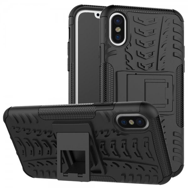 iPhone X/Xs-kuori Rengaskuvio Jalustatoiminto Musta