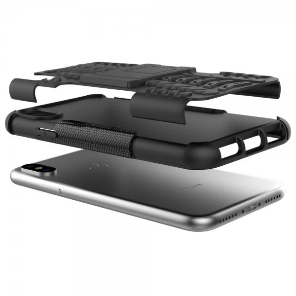 iPhone X/Xs-kuori Rengaskuvio Jalustatoiminto Musta