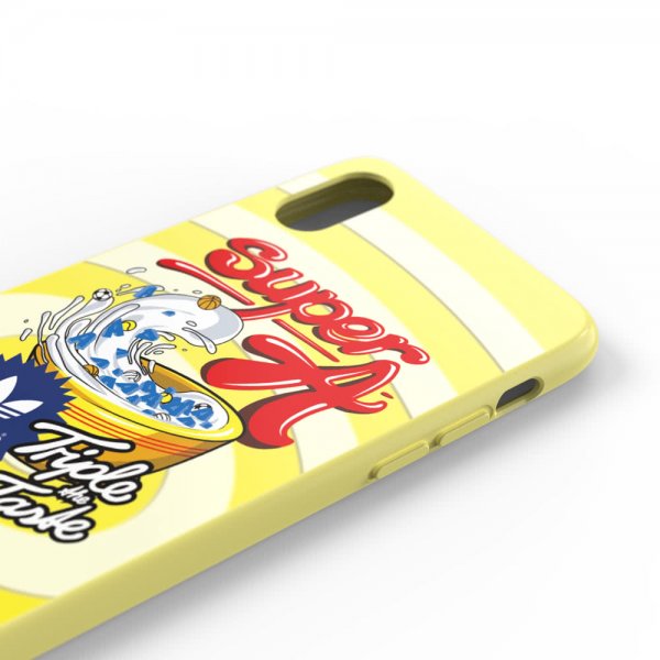 Adidas iPhone X/Xs -kuoret TAI Muotoonvalettu kotelo Bodega FW19 Shock Yellow