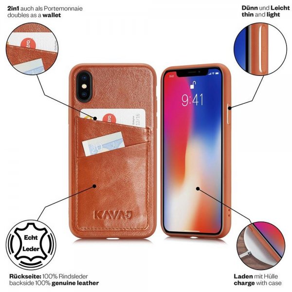KAVAJ iPhone X/Xs -suojakotelo Tokyo, ruskea