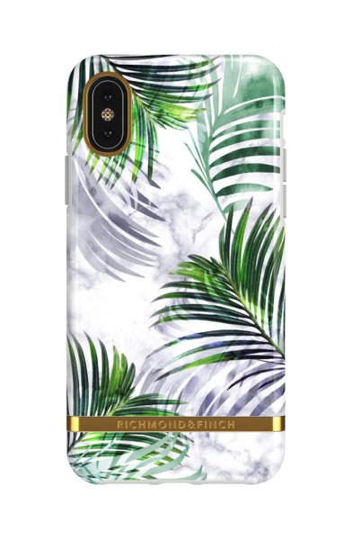 Richmond & Finch iPhone X/Xs -suojakuori, White Marble Tropics