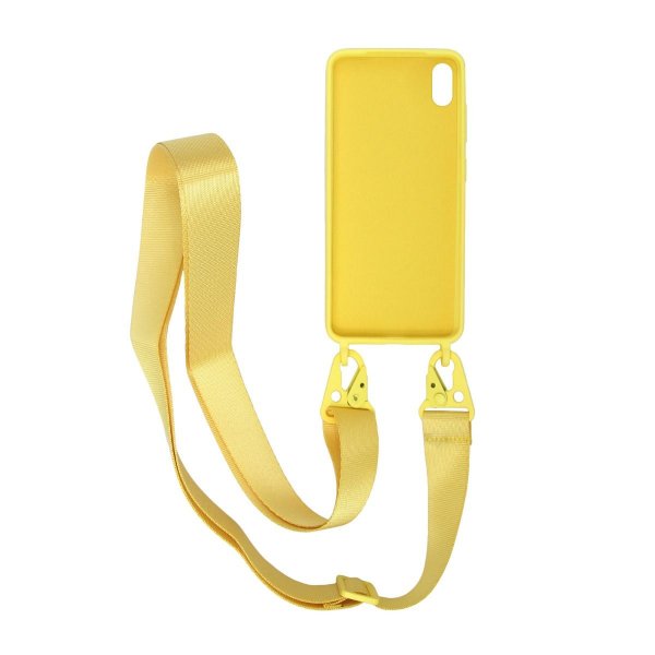 iPhone Xs Max Silikonkuori Kaulanauhalla Keltainen