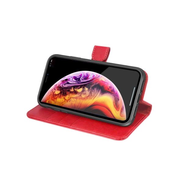 iPhone Xs Max Kotelo Aitoa Nahkaa Korttipaikat Punainen