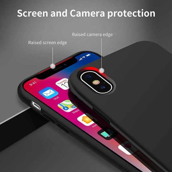 Rvelon iPhone X/iPhone Xs -silikonisuojakuori, musta