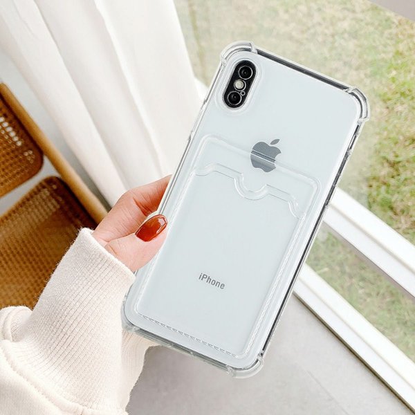iPhone X/iPhone Xs Kuori Korttipidike Iskunkestävä Läpinäkyvä