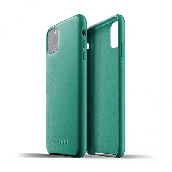 Mujjo iPhone 11 Pro Max -kuori, täysnahkainen suojakuori, alppivihreä