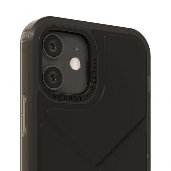 Pipetto iPhone 12 Mini Kuori Origami Snap Musta