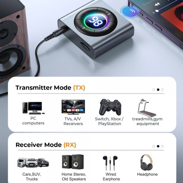 Joyroom JR-CB2 2-in-1 langaton lähetin/vastaanotin Bluetooth