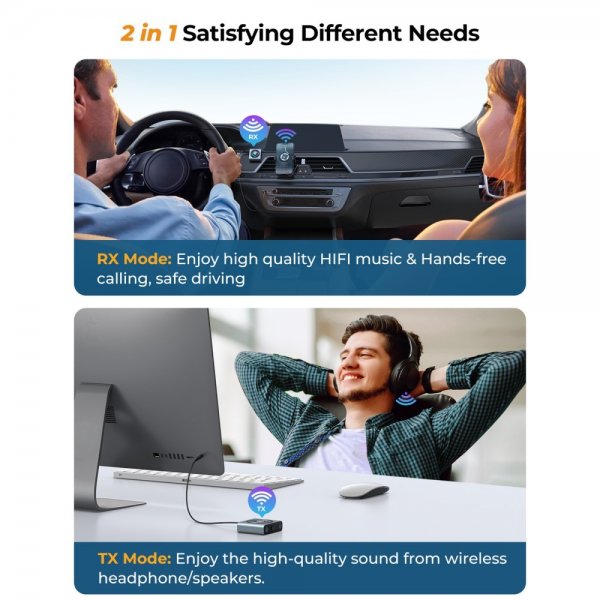 Joyroom JR-CB2 2-in-1 langaton lähetin/vastaanotin Bluetooth