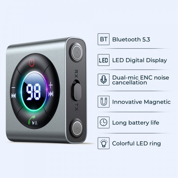 Joyroom JR-CB2 2-in-1 langaton lähetin/vastaanotin Bluetooth
