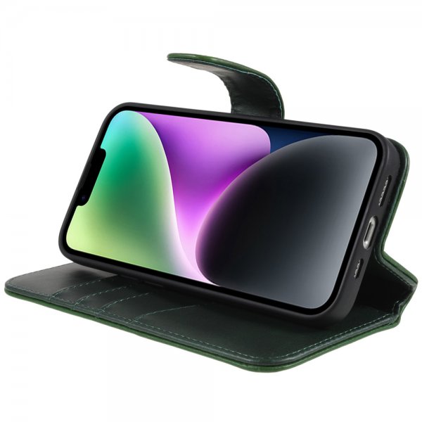 Nordic Covers iPhone 14 Plus Essential Leather -suojakotelo, Juniper Green