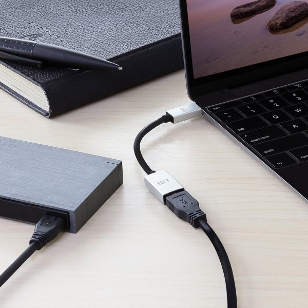 Just Mobile Adapteri USB-C–USB AluCable Musta Hopea