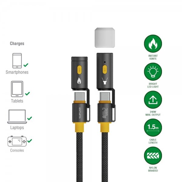 4smarts Kaapeli 3in1 USB-C Setti Explorer 240W 1.5m Musta