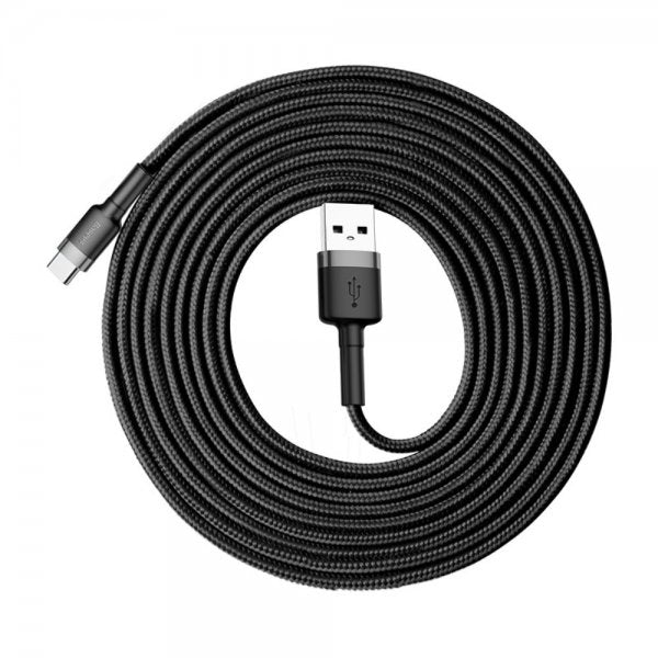 Baseus Cafule -kaapeli USB-A/USB-C 3m Harmaa Musta