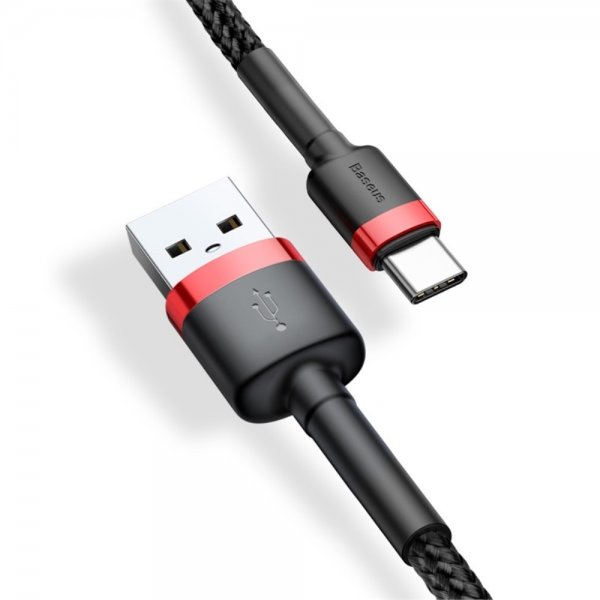 Baseus Cafule -kaapeli USB-A/USB-C 3m Punainen Musta