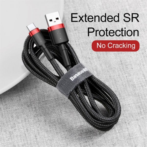 Baseus Cafule -kaapeli USB-A/USB-C 3m Punainen Musta