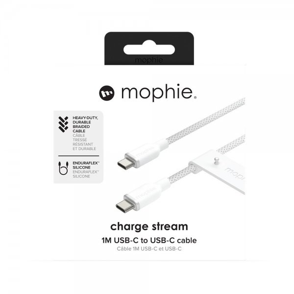 Mophie Chargestream USB-C–USB-C -kaapeli 1 m, valkoinen
