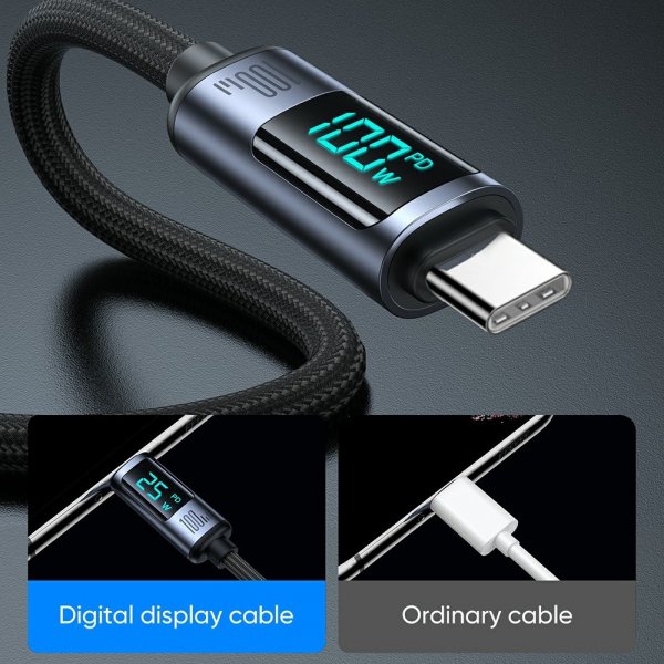 Joyroom Kabel Digital Display Pikalatauskaapeli USB-C–USB-C 100W 1.2m